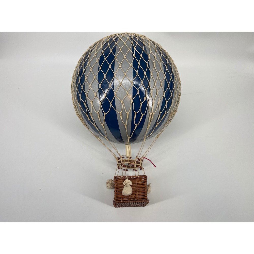 Authentic Models Royal Aero Hot Air Balloon Blue Silver Striped Hanging Decor